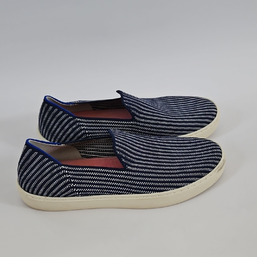 Rothy's Riviera Stripe blue and white striped Original Slip on Sneaker sz 8